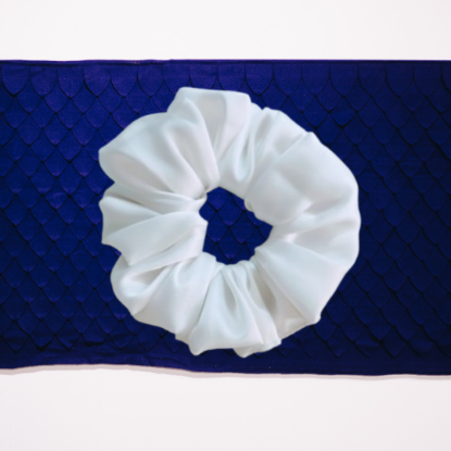 Picture of Premium Silk Satin White Scrunchies - Elegant Hair Accessories for Women & Girls