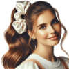 Picture of Premium Silk Satin White Scrunchies - Elegant Hair Accessories for Women & Girls