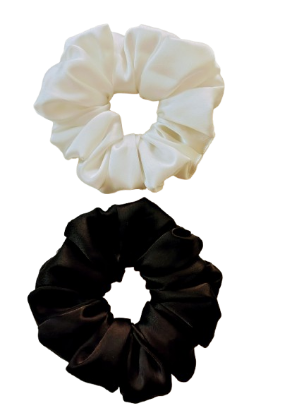 Picture of Stylish Satin Scrunchies Combo – Premium Silk Satin | 2 Pieces Multicolor Set for Women & Girls