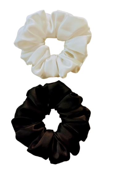 Picture of Stylish Satin Scrunchies Combo – Premium Silk Satin | 2 Pieces Multicolor Set for Women & Girls