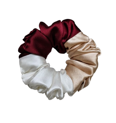 Picture of Stylish Triple-Tone Satin Scrunchies for Women & Girl, Multicolor Scrunchies (Medium)