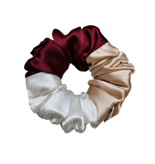 Picture of Stylish Triple-Tone Satin Scrunchies for Women & Girl, Multicolor Scrunchies (Medium)