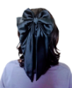 Picture of Black Satin Long Tail Hair Bow – Elegant Gift for Women & Girls