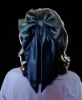 Picture of Black Satin Long Tail Hair Bow – Elegant Gift for Women & Girls