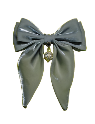 Picture of Cadet Blue Gray Satin Hair Bows – Stylish Bow Clips for Women & Girls