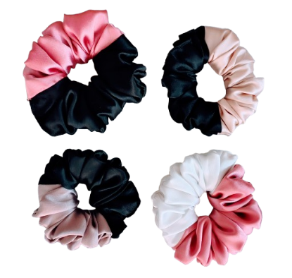 Picture of Dual-Tone Satin Scrunchies Combo- Medium -Pack of 4