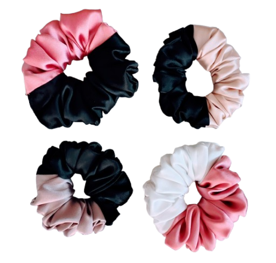 Picture of Dual-Tone Satin Scrunchies Combo- Medium -Pack of 4