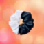 Picture of Black & White Dual-Tone Satin Scrunchies for Women & Girl