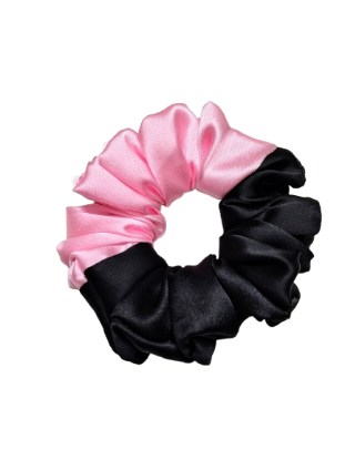 Picture of Black & Pink Dual-Tone Satin Scrunchies for Women & Girl