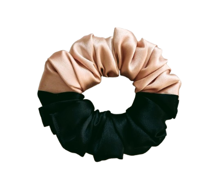 Picture of Pale Brown & Black Dual-Tone Satin Scrunchies for Women & Girl