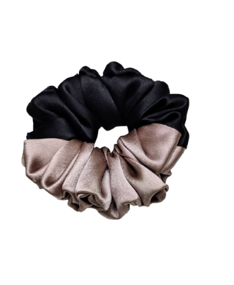 Picture of Black &Taupe Gray Dual-Tone Satin Scrunchies for Women & Girl