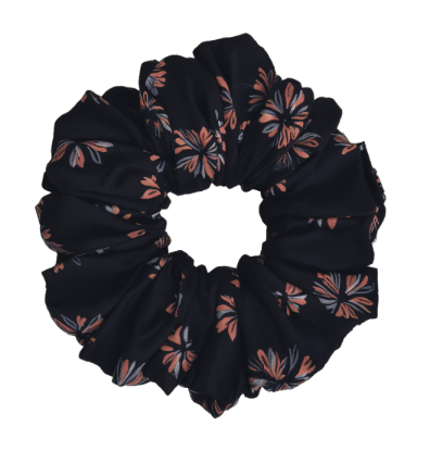 Picture of Flowers on Black | Printed Scrunchies | Pack of 1