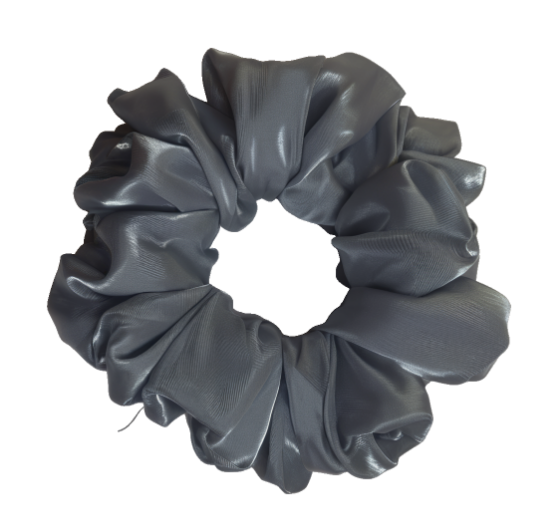 Picture of Slate Gray Organza Scrunchies | Medium Size | Elegant & Stylish Hair Accessory