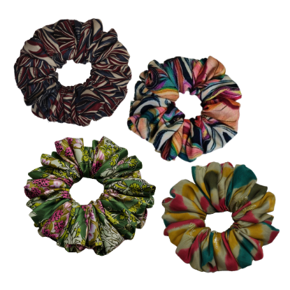 Picture of Tropical Combo  Printed Scrunchies | Size Medium | Pack of 4