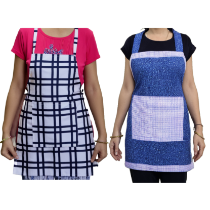 Picture of Cotton Home Use Apron with Front Centre Pockets | Free Size-Pack of -2