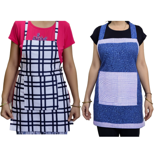 Picture of Cotton Home Use Apron with Front Centre Pockets | Free Size-Pack of -2