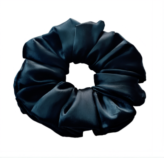 Picture of Black Silk Satin Scrunchies – Elegant & Gentle Hair Accessories for Women & Girls
